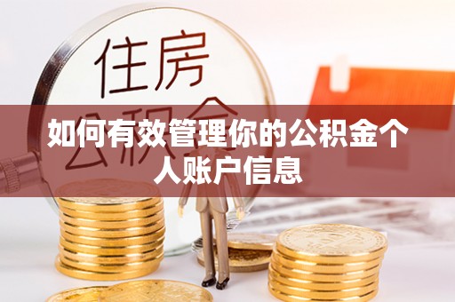 鸡东如何有效管理你的公积金个人账户信息